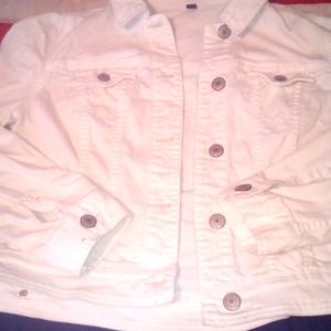 American Eagle White Jean Jacket